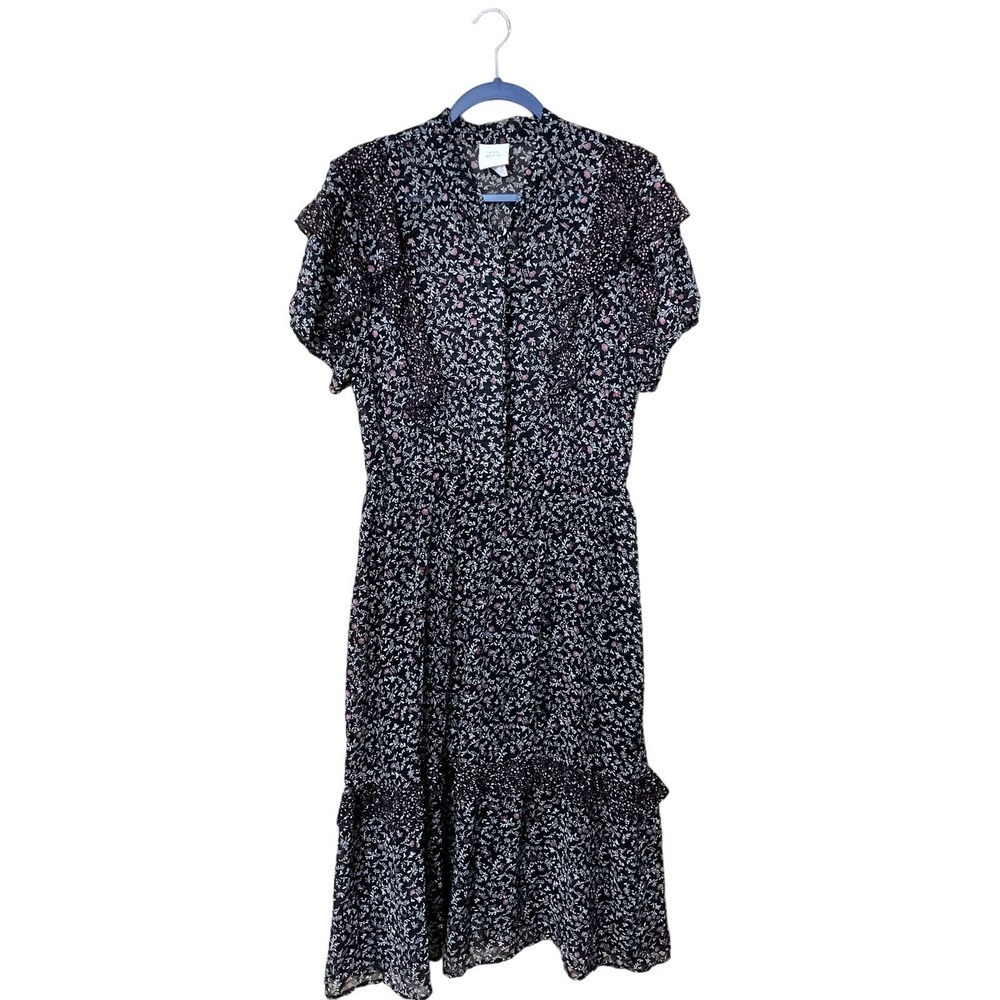 Knox Rose Women's Black Floral Dress Sz L